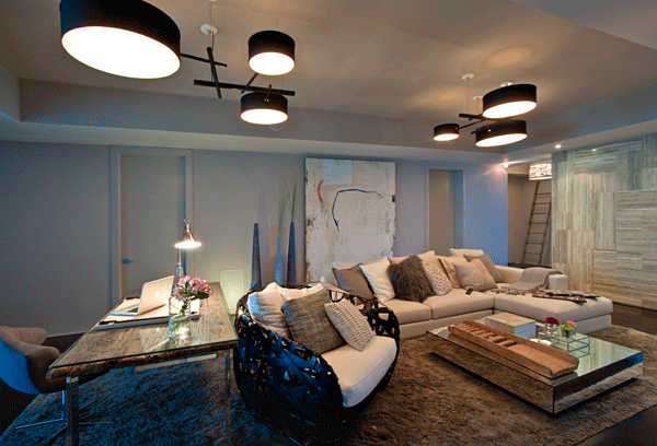Ceiling Light Fixture in a Modern Interior Design Project - DKOR Interiors, Miami Beach, FL