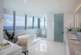 A Master Bathroom Design With An Ocean View In A Modern Chateau.