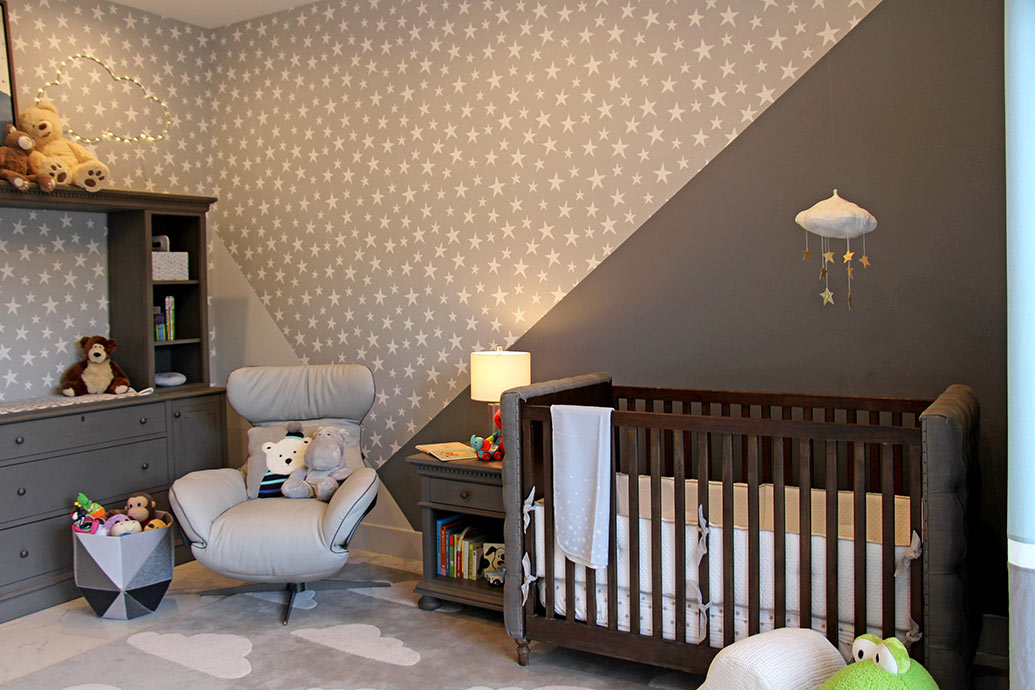 Modern Gray Nursery Design by DKOR Interiors