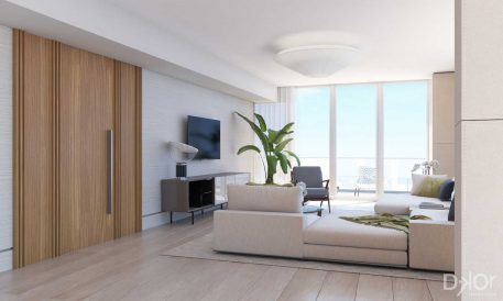 Mid-Century Modern Beach Retreat Living Room