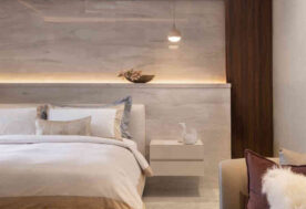 Elegant Master Bedroom Design With Marble Headboard