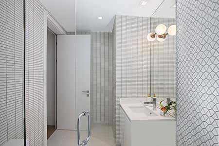 white tile bathroom design