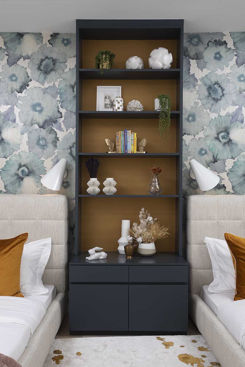 dark grey bookcase decoration