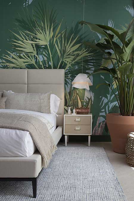 botanical wallpaper bedroom ideas