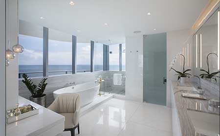 large bathroom with oceanview