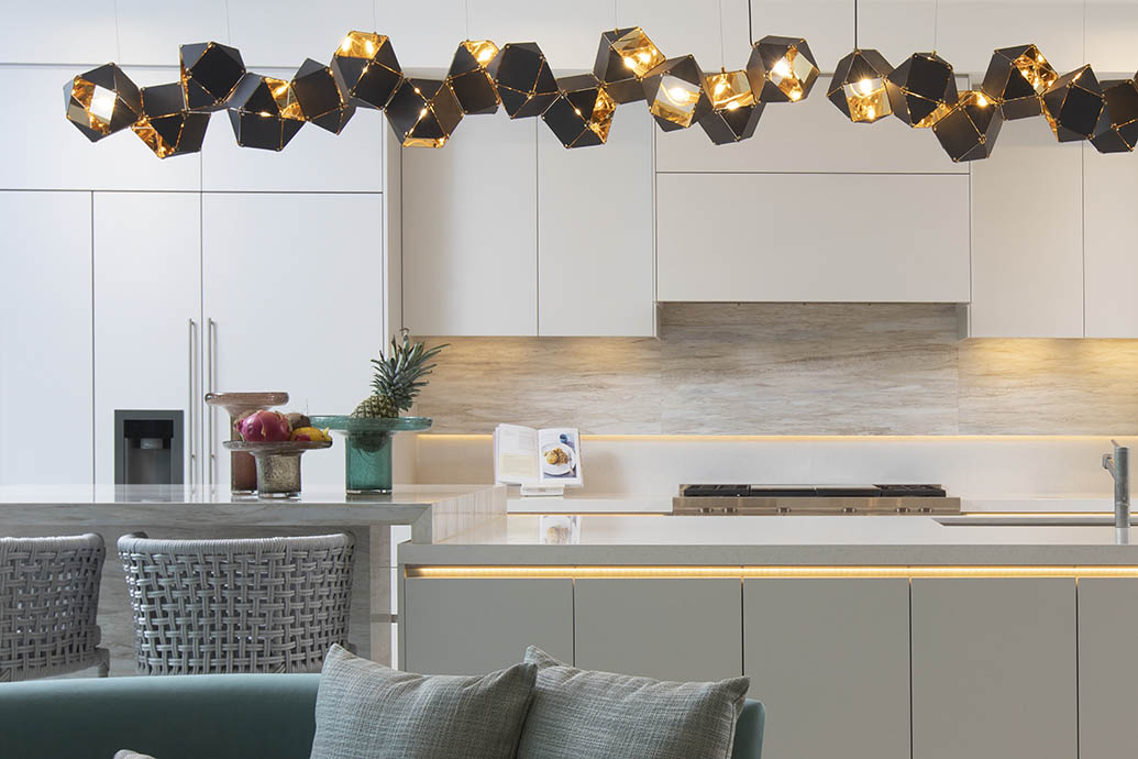Kitchen Design Enhanced by Light Fixture Accent