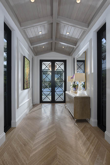 Traditional Hallway Design with Herringbone Floors 