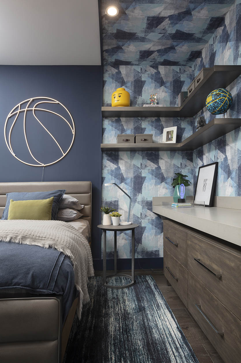 Boys Bedroom Design with Fun Wallpaper