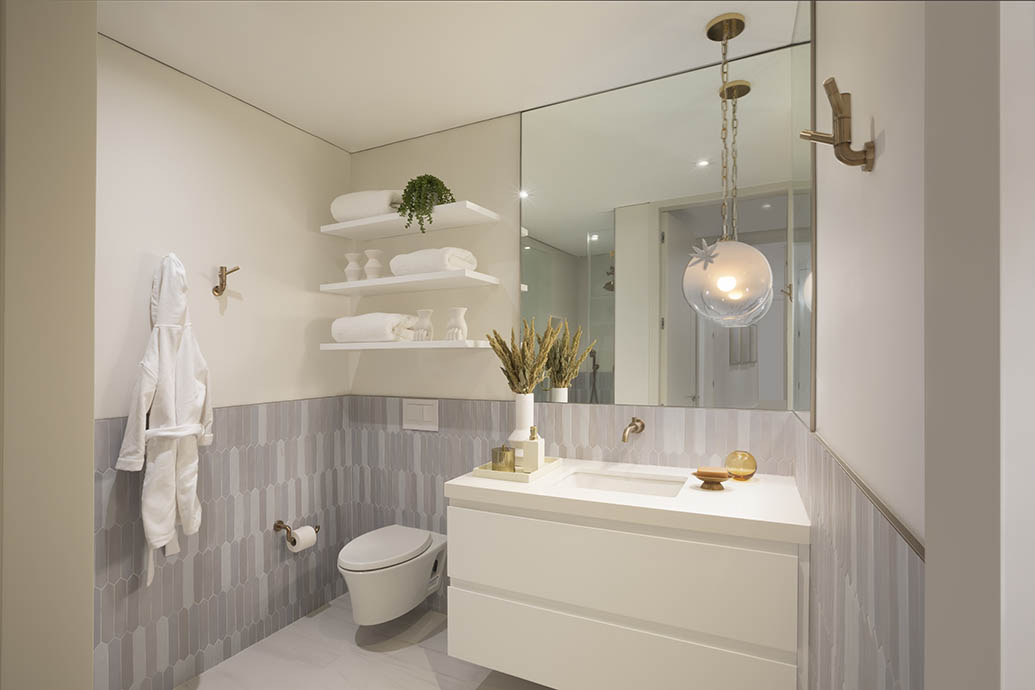 Girls' Bathroom Design Idea with Accent Tile