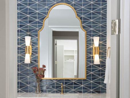 Pop Of Color Bathroom Design With Blue Tile