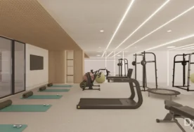 A Modern Home Gym With An Open Floor Plan In A Punta Cana Home