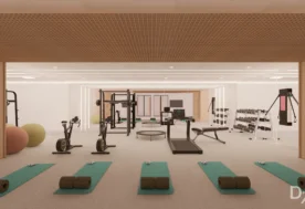 A Modern Home Gym With An Open Floor Plan In A Punta Cana Home