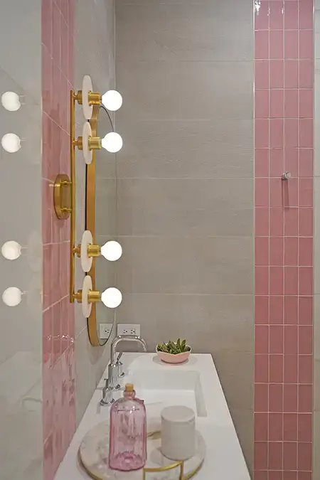 Cute Girly Bathroom Interior Design Ideas Sink Pink Color