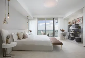 Elegant Master Bedroom Design With Waterfront Views